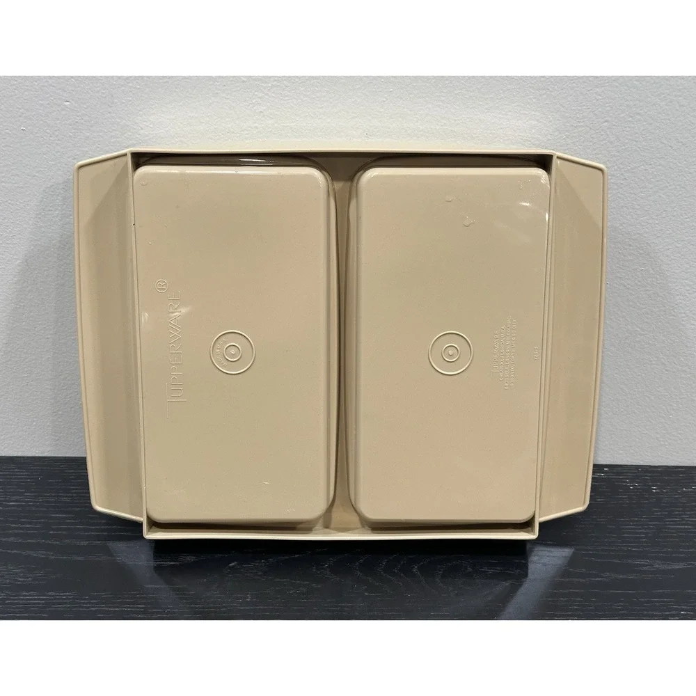 Vtg Tupperware Deviled Egg Keeper Carrier Tray 723-3 Beige/Tan w/Lid No Egg Tray